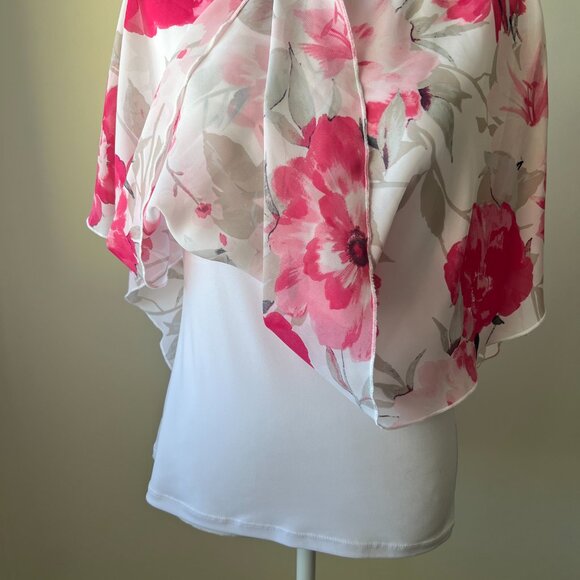 🌸Laura's Floral Short Sleeve Top, Loose Fit, Elegant & Stylish Sz XS - Picture 2 of 11